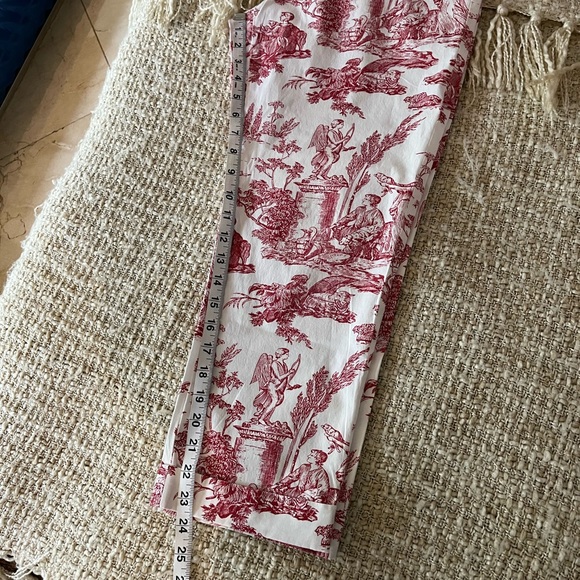 - - - Vintage Delft print trousers, red and white, size 8 cotton with span… - Picture 10 of 10